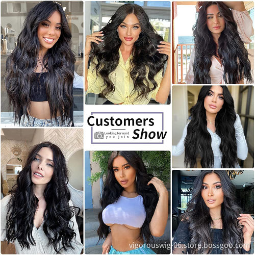 Free Sample Top Quality Lace Front Synthetic Wig Heat Resistant Long Body Wave Lace Frontal Synthetic Hair Wigs Vendor Price